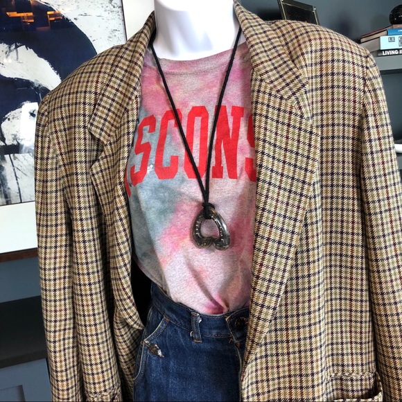 Vintage Check Plaid Blazer Oversized Casual Corner - Picture 10 of 10